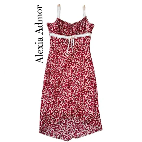 Alexia Admor | Dresses | Alexia Admor Burnt Red And Cream Floral Dress With Lace Trim Size Large | Poshmark Alexia Admor | Dresses | Alexia Admor Burnt Red And Cream Floral Dress With Lace Trim Size Large | Poshmark